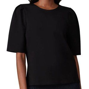 J Crew Black Ponte Puff Sleeve Top